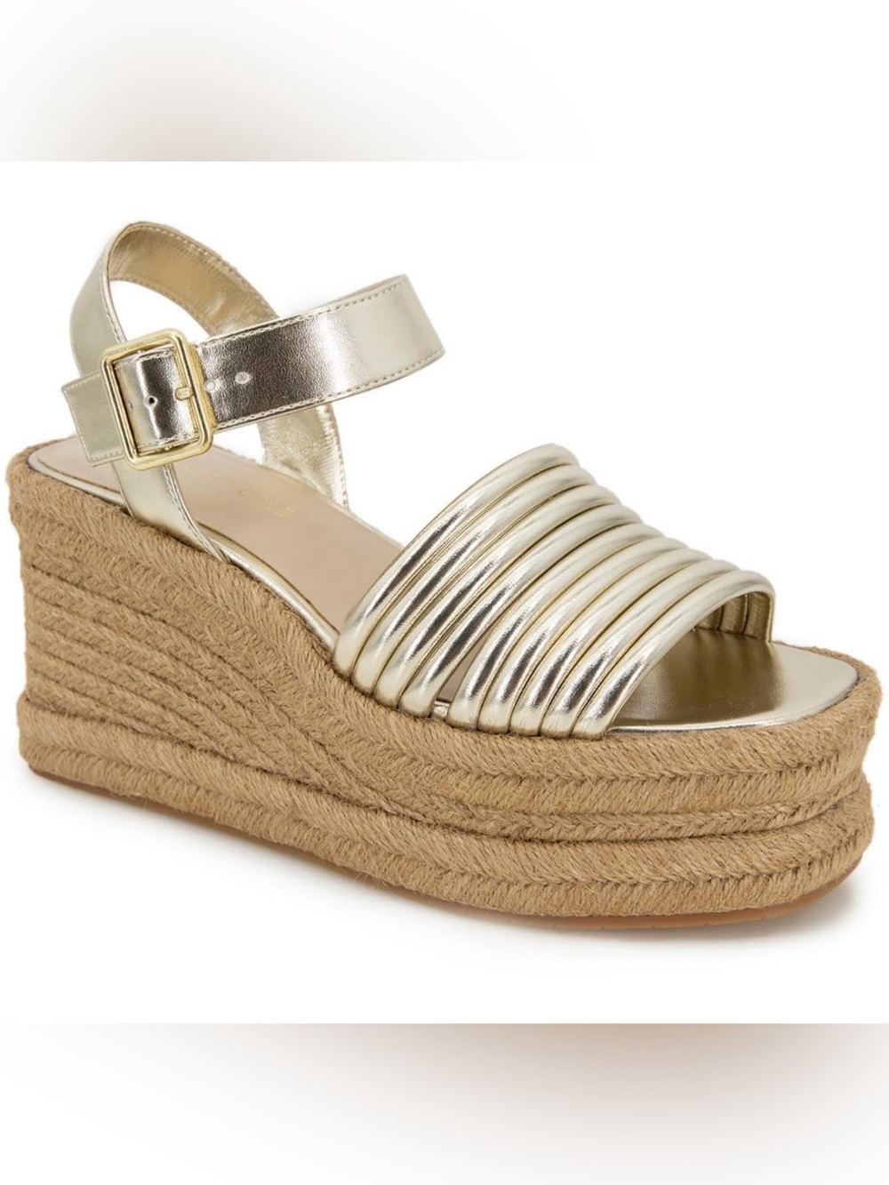 Kenneth Cole Metallic Gold Espadrille Platform Sandal